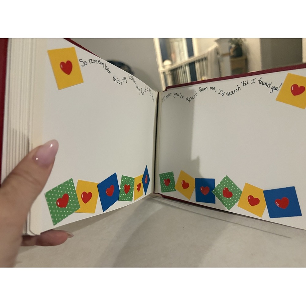 Red Scrapbook Baby Album Handmade Bear Vintage 8x6 Boy Newborn Book Boats cars - Picture 8 of 8